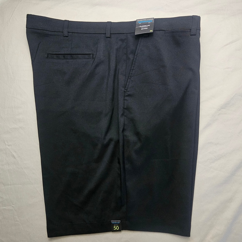 Roundtree & Yorke Size 50 Performance Shorts Black 9" inseam Flat NWT 1284